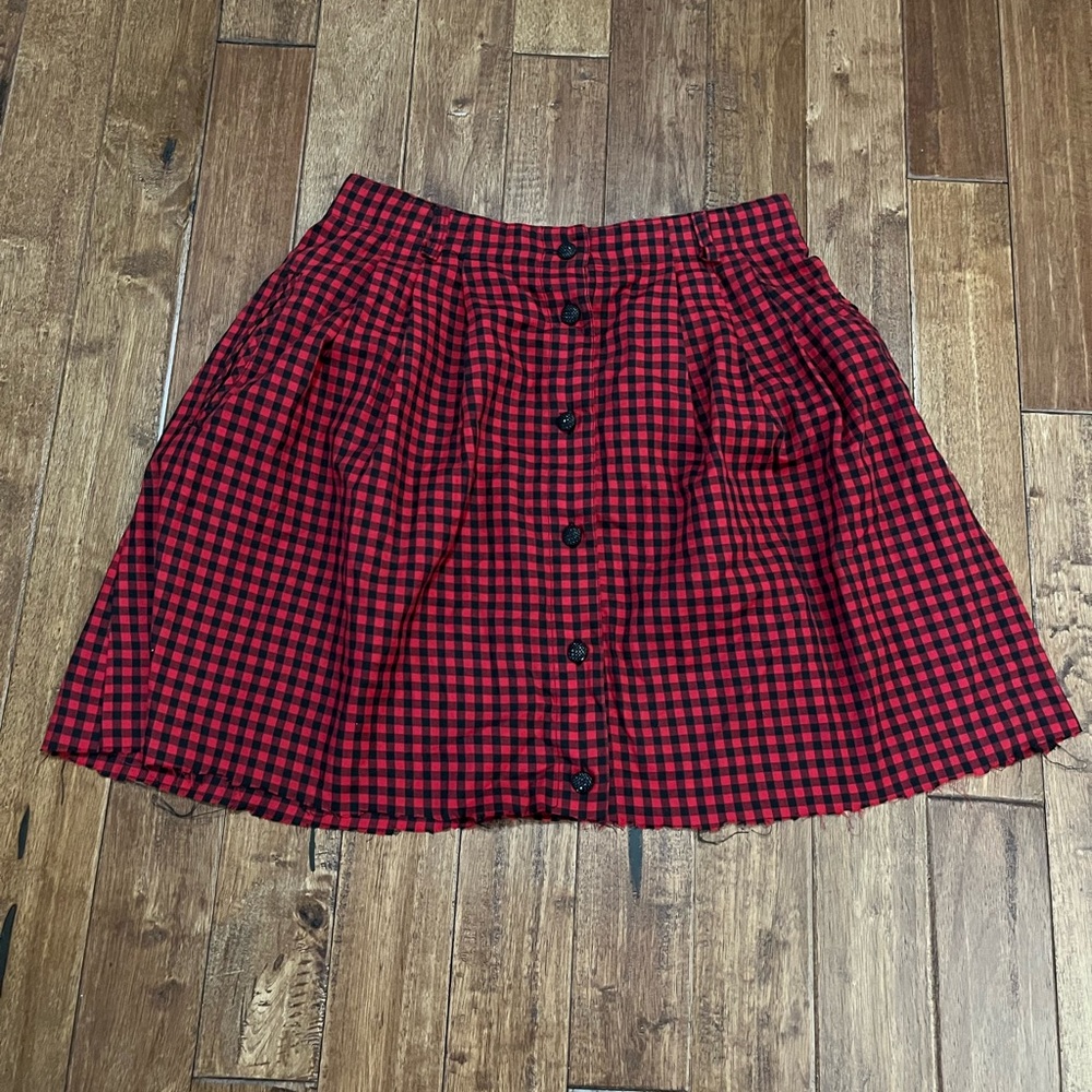 Vintage Red/Black Plaid Skirt Medium
